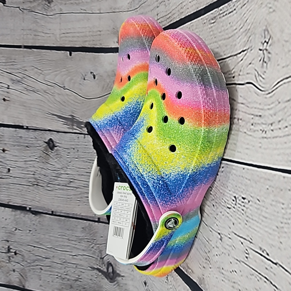 Crocs Classic Lined Spray Dye Men's Multi-Color Clogs Size 10 (Women's 12)